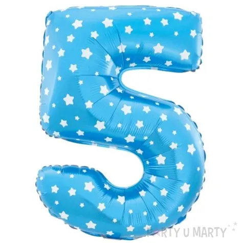 balon foliowy cyfra 5 w gwiazdki niebieski jix 18 dgt