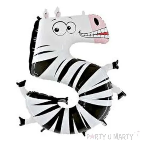 balon foliowy cyfra 5 zebra grabo 36 dgt