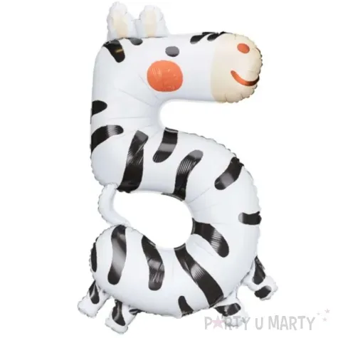 balon foliowy cyfra 5 zebra partydeco 38 dgt