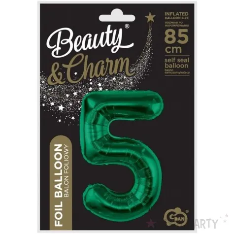 balon foliowy cyfra 5 zielony butelkowy godan 33 dgt