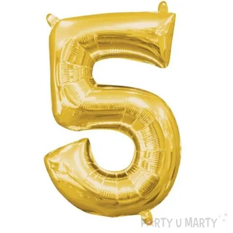 balon foliowy cyfra 5 zloty amscan 13 dgt