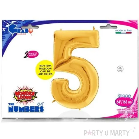 balon foliowy cyfra 5 zloty grabo 64 dgt