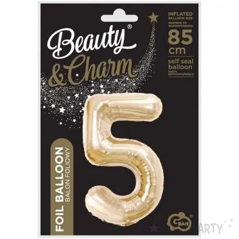 balon foliowy cyfra 5 zloty jasny godan 33 dgt