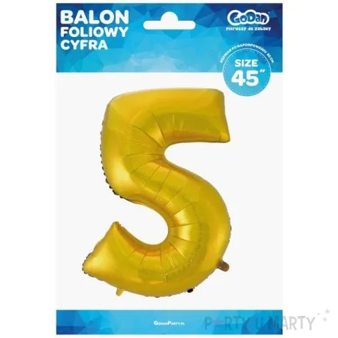 balon foliowy cyfra 5 zloty mat godan 45 dgt