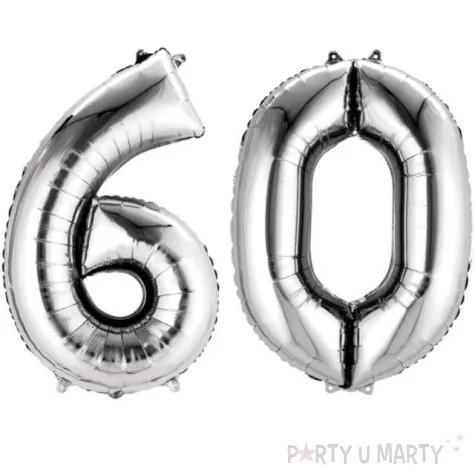 balon foliowy cyfra 6 0 60 urodziny 34 amscan srebrna