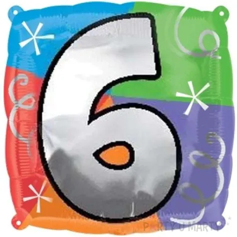 balon foliowy cyfra 6 amscan 18 sqr