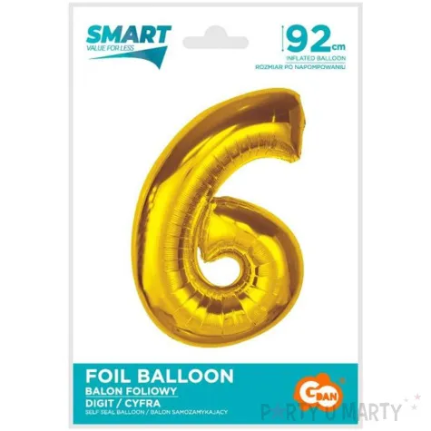 balon foliowy cyfra 6 beauty charm zloty godan 36 dgt