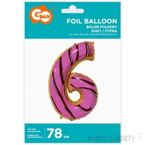balon foliowy cyfra 6 ciasteczko godan 31 dgt