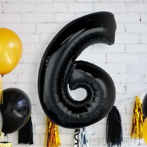 balon foliowy cyfra 6 czarny godan 36 dgt