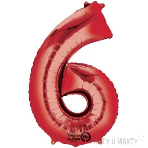 balon foliowy cyfra 6 czerwony amscan 34 dgt