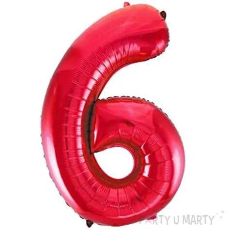 balon foliowy cyfra 6 czerwony unique 34 dgt
