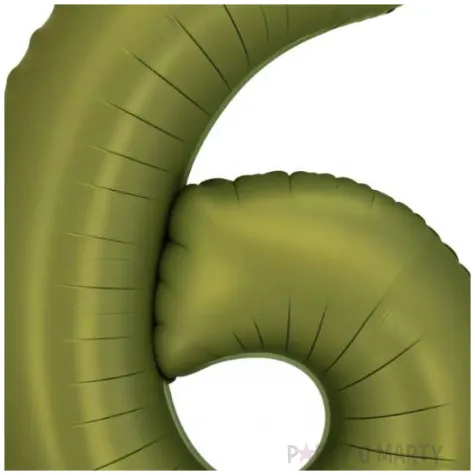 balon foliowy cyfra 6 dekoracja na urodziny oliwkowy zielony 34 dgt