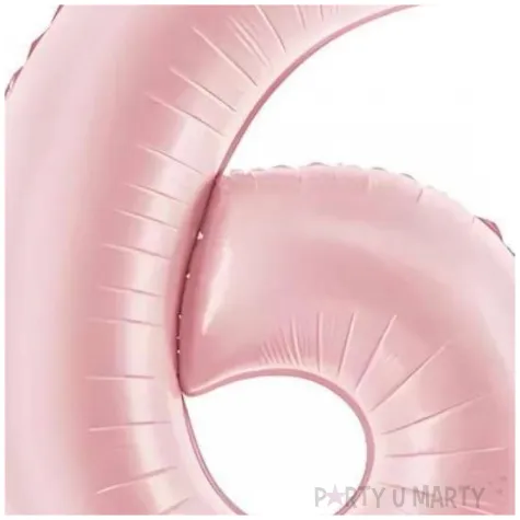 balon foliowy cyfra 6 dekoracja na urodziny rozowy matowy 34 dgt