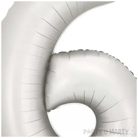 balon foliowy cyfra 6 dekoracja na urodziny srebrny matowy 34 dgt