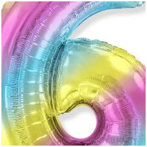 balon foliowy cyfra 6 gradient pastelowy flexmetal 34 dgt