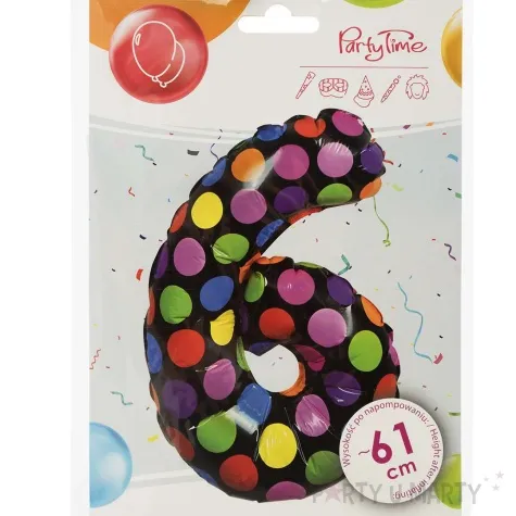 balon foliowy cyfra 6 grochy mix arpex 24 dgt