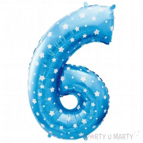 balon foliowy cyfra 6 gwiazdki niebieski godan 26 dgt