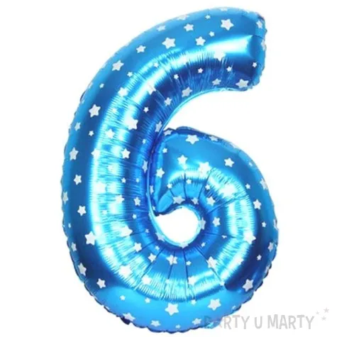 balon foliowy cyfra 6 gwiazdki niebieski oem 16 dgt