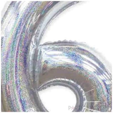 balon foliowy cyfra 6 holograficzna srebrny partypal 40 dgt