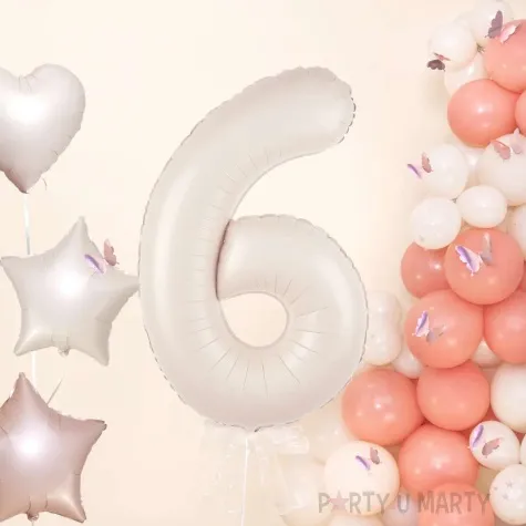 balon foliowy cyfra 6 kremowy 39 dgt