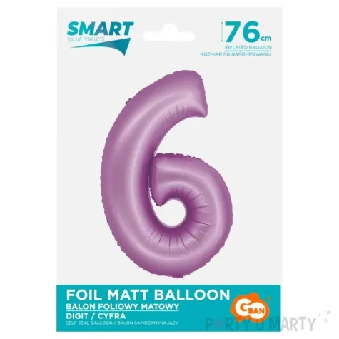 balon foliowy cyfra 6 lawendowy matowy godan 30 dgt