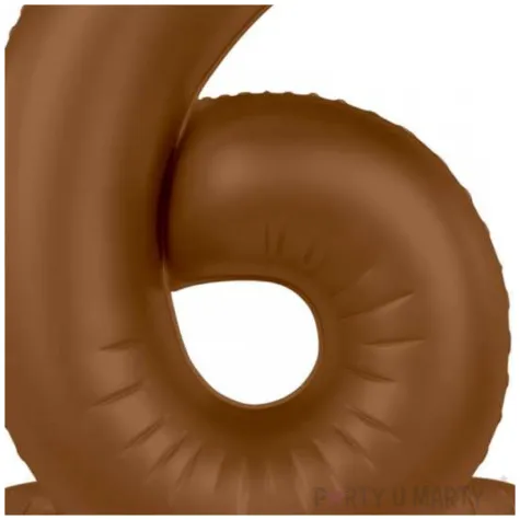 balon foliowy cyfra 6 mat stojaca braz czekoladowy folat 28 dgt