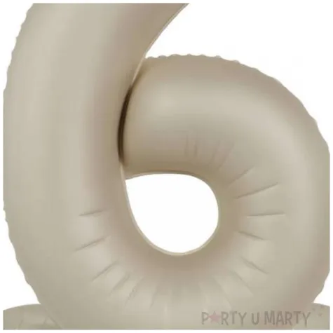 balon foliowy cyfra 6 mat stojaca kremowe latte folat 28 dgt