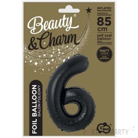 balon foliowy cyfra 6 matowa czarny godan 33 dgt