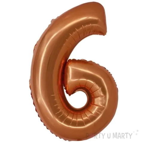 balon foliowy cyfra 6 miedziany godan 30 dgt