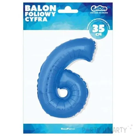 balon foliowy cyfra 6 niebieski godan 14 dgt