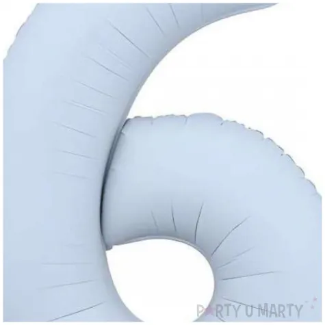 balon foliowy cyfra 6 niebieski matowy dekoracja na urodziny 34 dgt