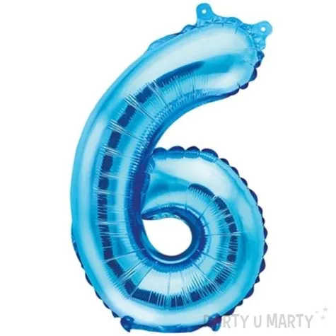 balon foliowy cyfra 6 niebieski partydeco 14 dgt