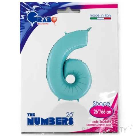 balon foliowy cyfra 6 niebieski pastel grabo 26 dgt