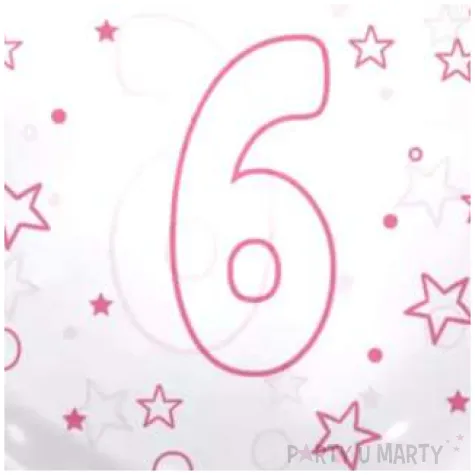 balon foliowy cyfra 6 rozowa transparentny tuban 18 orb