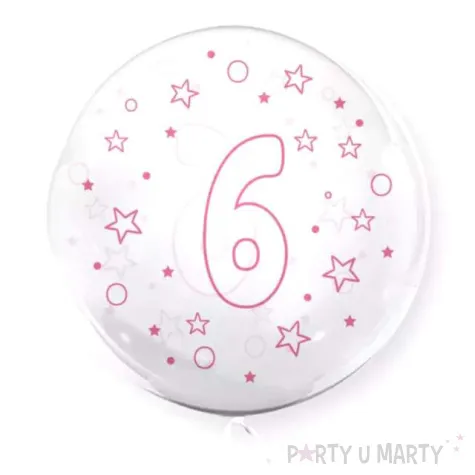 balon foliowy cyfra 6 rozowa transparentny tuban 18 orb
