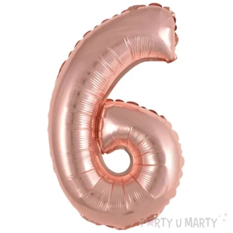 balon foliowy cyfra 6 rozowe zloto 15 dgt