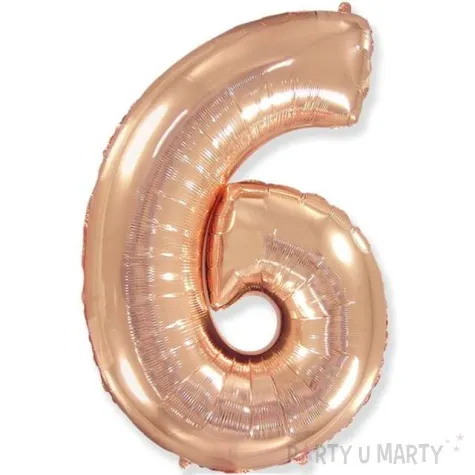 balon foliowy cyfra 6 rozowe zloto flexmetal 34 dgt