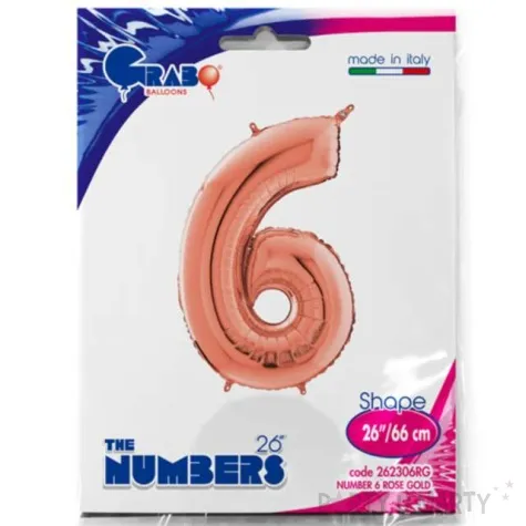 balon foliowy cyfra 6 rozowe zloto grabo 26 dgt