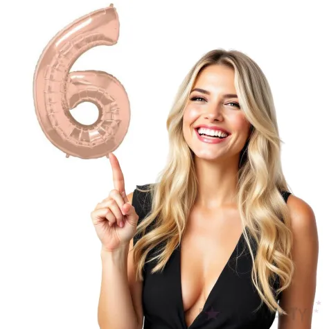 balon foliowy cyfra 6 rozowe zloto qualatex 34 dgt