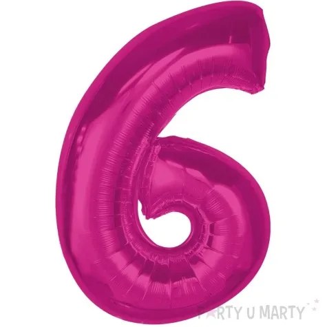 balon foliowy cyfra 6 rozowy ciemny godan 36 dgt