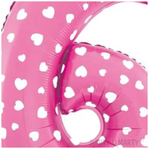 balon foliowy cyfra 6 serca rozowy jasny jix 18 dgt