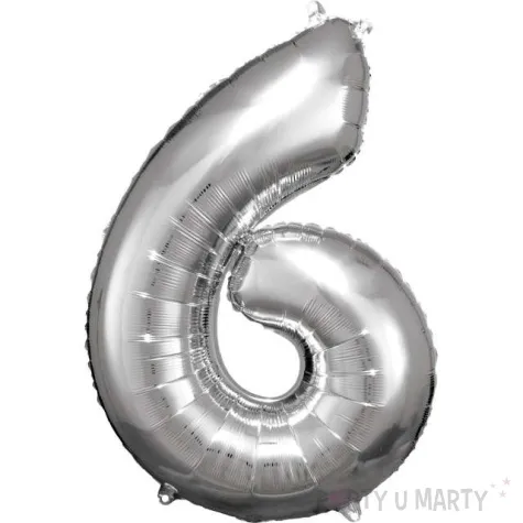 balon foliowy cyfra 6 srebrny amscan 34 dgt