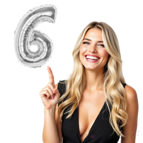 balon foliowy cyfra 6 srebrny boland 14 dgt