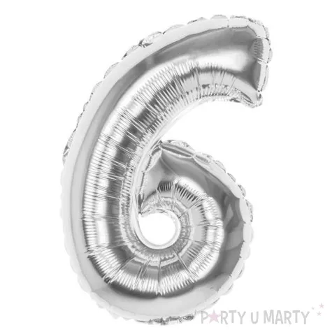 balon foliowy cyfra 6 srebrny boland 14 dgt