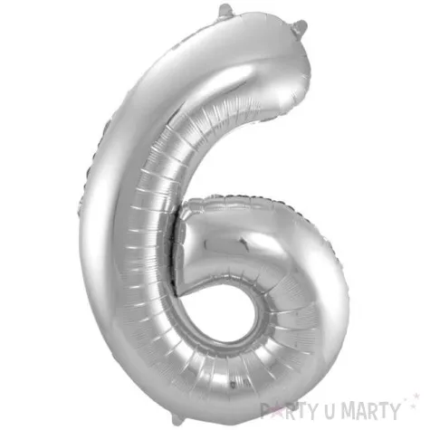 balon foliowy cyfra 6 srebrny folat 34 dgt