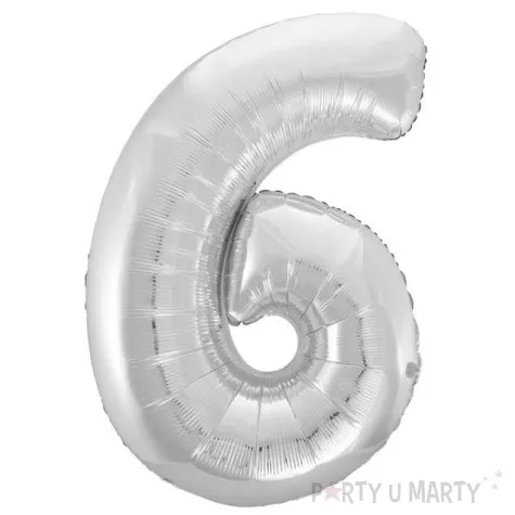 balon foliowy cyfra 6 srebrny godan 45 dgt