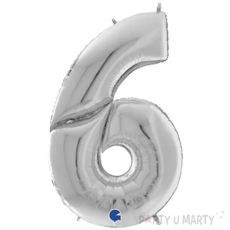 balon foliowy cyfra 6 srebrny grabo 64 dgt
