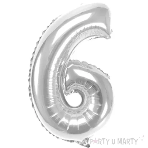 balon foliowy cyfra 6 srebrny oem 16 dgt