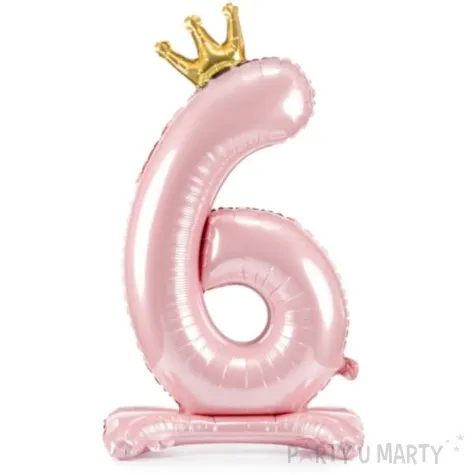 balon foliowy cyfra 6 stojaca rozowy partydeco 33 dgt