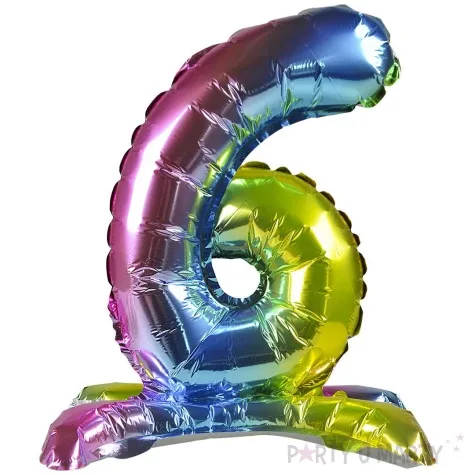 balon foliowy cyfra 6 stojaca teczowa arpex 16 dgt